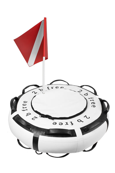 2BFREE Buoy in White - Angled View with Safety Flag